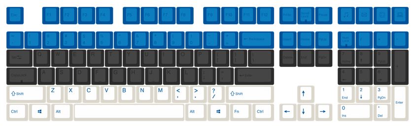 Varmilo 108-Key Dye Sub PBT Keycap Set Blue Black and White Lake Blue MKMGMUY59C |0|