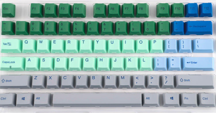 Varmilo 108-Key Dye Sub PBT Keycap Set Blue, Green, and Grey Rivulet MKXB1JB7CX |34115|