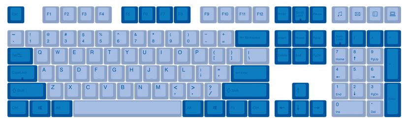 Varmilo 108 Key Dye Sub PBT Keycap Set Blue and Light Blue MKPGX0C57N |0|