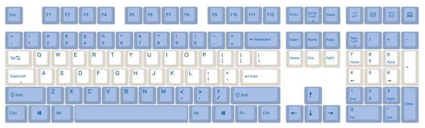 Varmilo 108-Key Dye Sub PBT Keycap Set White and Blue Santorini MKLFH60ZHH |0|