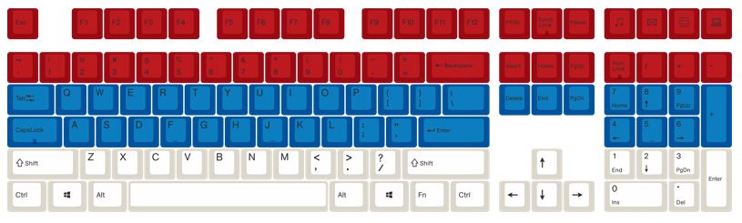 Varmilo 108-Key Dye Sub PBT Keycap Set Red Blue and White Mr. Football MKC5N4G4JE |0|