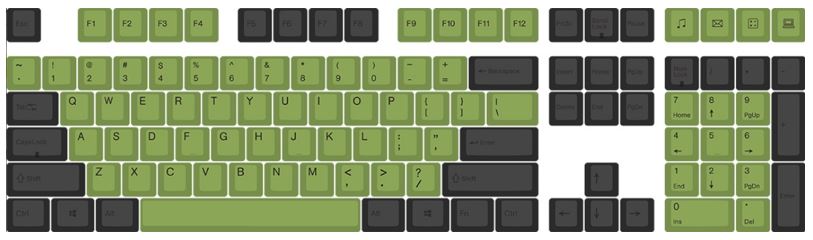 Varmilo 108-Key Dye Sub PBT Keycap Set Green and Black MKPK08VFV6 |0|