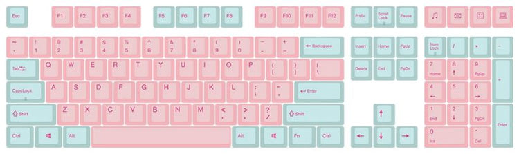 Varmilo 108-Key Dye Sub PBT Keycap Set Pink and Blue MKZESB1IZJ |0|