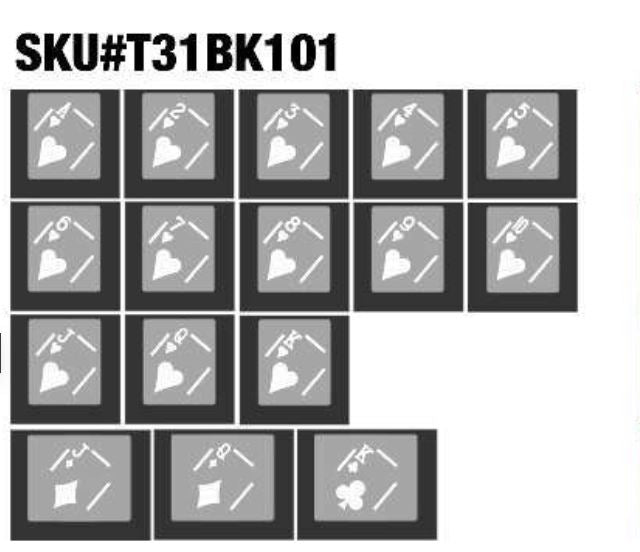 Tai-Hao 16-Key ABS Playing Cards Translucent Keycap Set Black MKMR5YLZ9B |28476|
