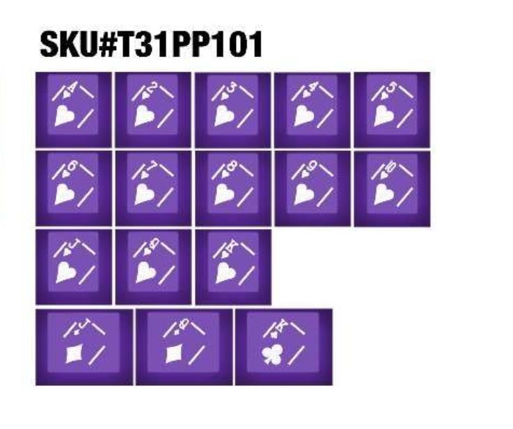 Tai-Hao 16-Key ABS Playing Cards Translucent Keycap Set Purple MK734BR791 |28484|