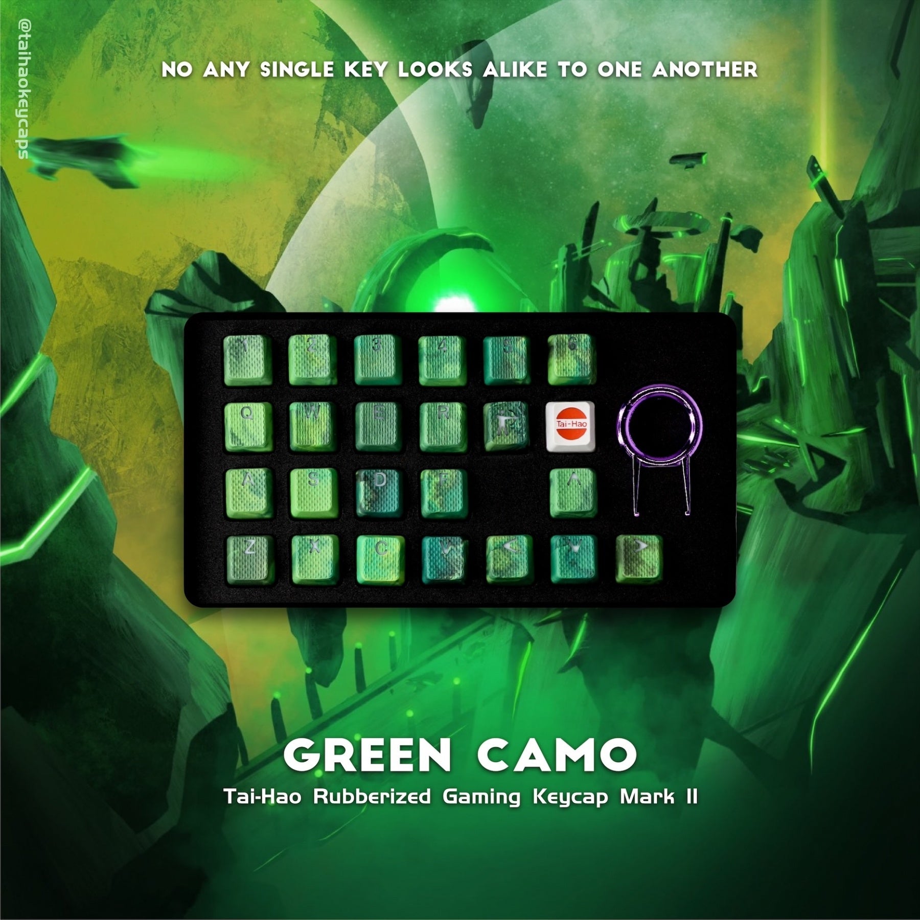 Tai-Hao 23-Key TPR Rubberized Gaming Keycap Set Green Camo Rubber MKOFXXHYW0 |0|