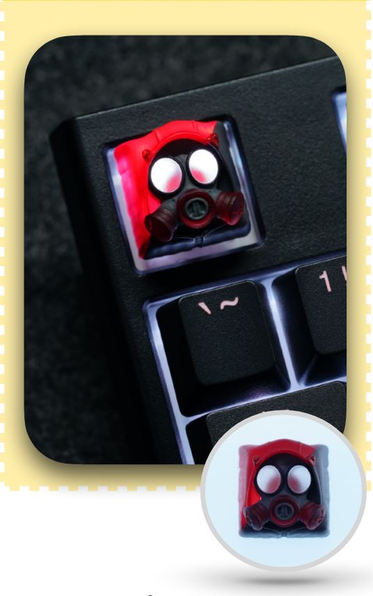 Hot Keys Project HKP Specter Backlit Half Face Black / Red Artisan Keycap MKEQ30Z6CY |0|