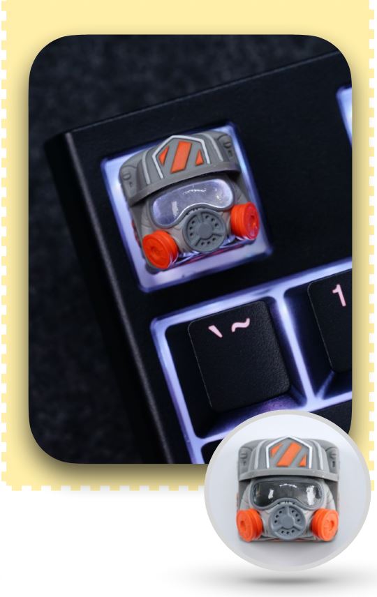 Hot Keys Project HKP Mad Doc Grey Orange Artisan Keycap MKJWYMRJC0 |0|