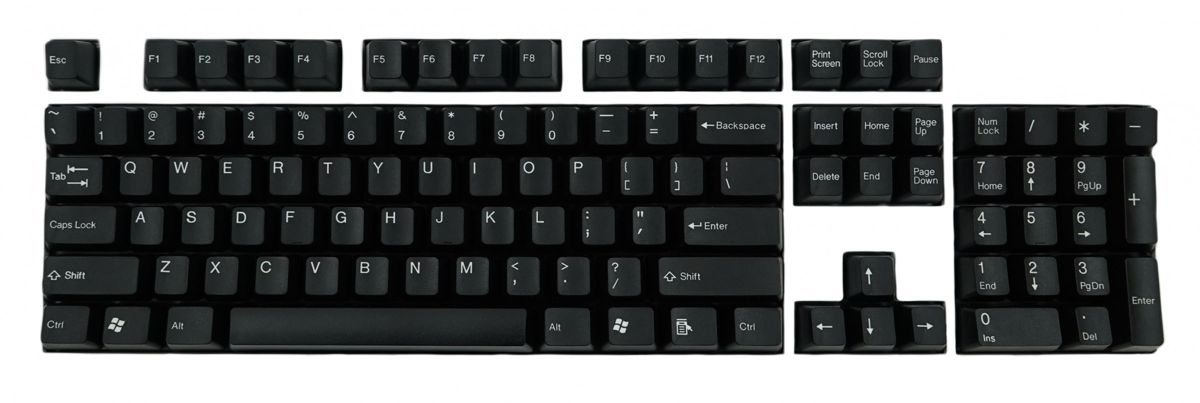 Tai-Hao 104 Key ABS Double Shot Keycap Set White on Black MKI92R08Y1 |0|