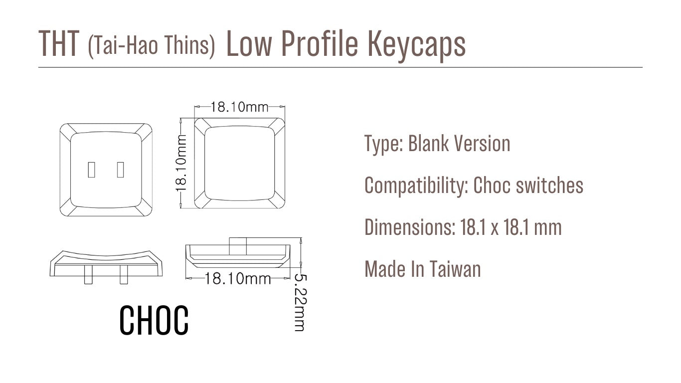 Tai-Hao Deep Mocha 18 Key PBT Low Profile Keycap Set (*) MKJJJFZPMZ |61915|