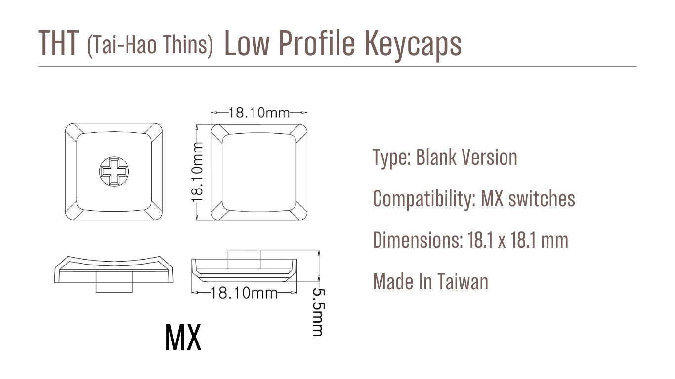 Tai-Hao Deep Mocha 18 Key PBT Low Profile Keycap Set (*) MKJJJFZPMZ |61917|