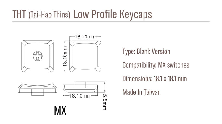 Tai-Hao Deep Mocha 18 Key PBT Low Profile Keycap Set (*) MKJJJFZPMZ |61917|