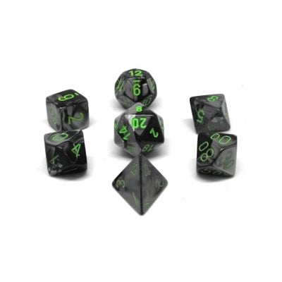 Chessex Gemini Mini 7 Die Set Black Grey Green MKVADXC66T |0|