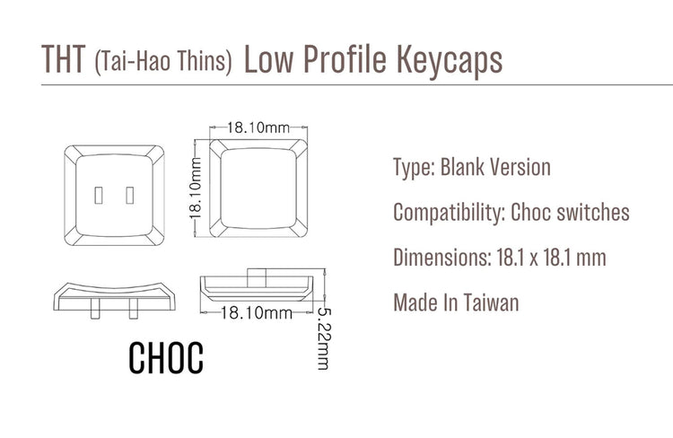 Tai-Hao White THT 18 Key PBT Low Profile (*) MK4U3V1OZI |62415|