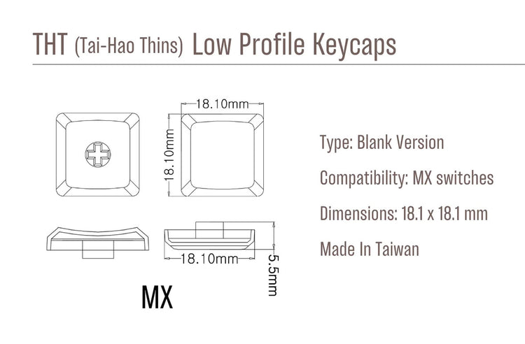 Tai-Hao Black THT 18 Key ABS Low Profile (*) MKR9ZXBW72 |62487|