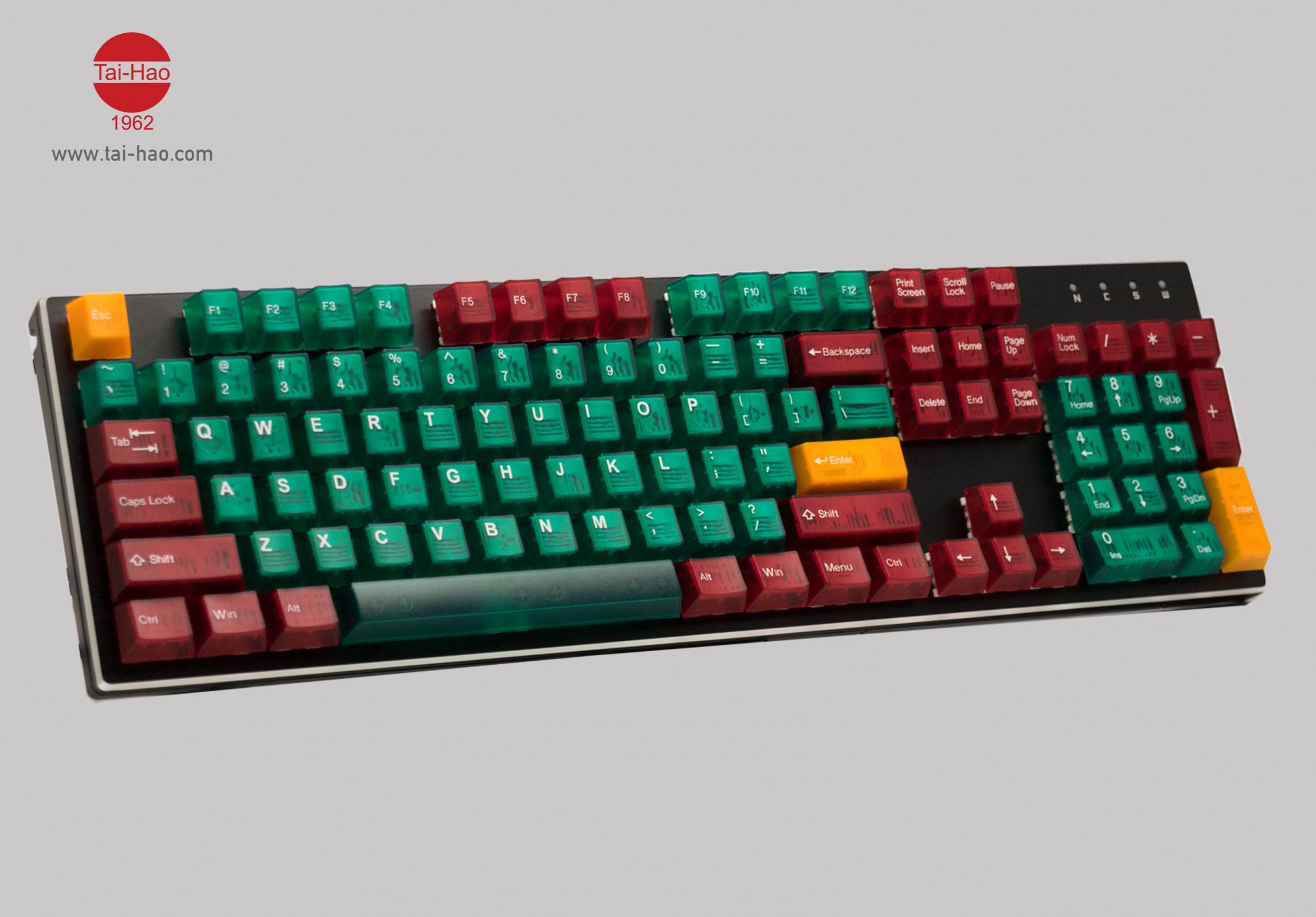 Tai-Hao 152 Key ABS Double Shot Cubic Keycap Set Translucent Green & Red MKZT1A09Y2 |0|
