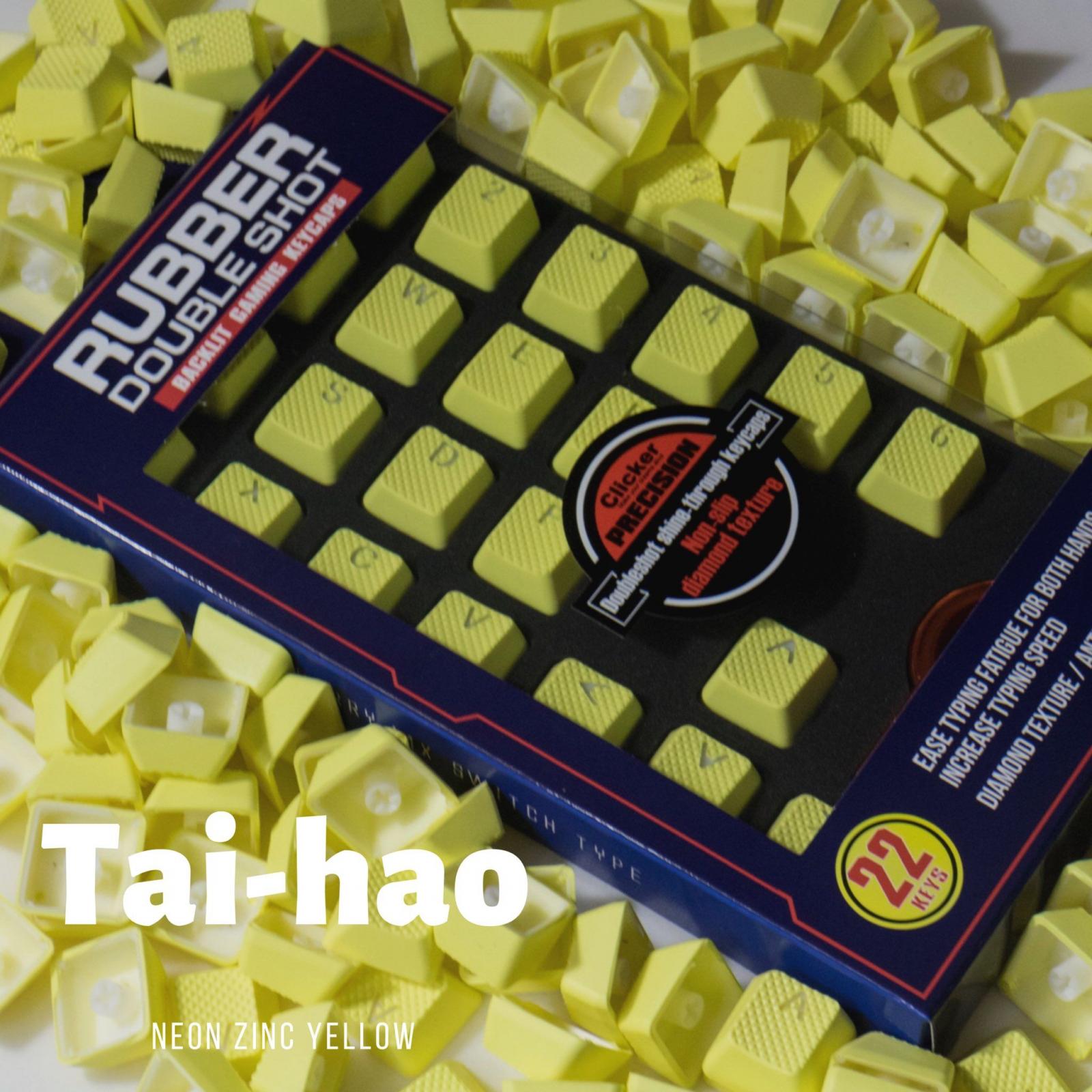 Tai-Hao 22 Key TPR Backlit Double Shot Rubber Keycap Set Neon Zinc Yellow MKKVR17LJV |39026|