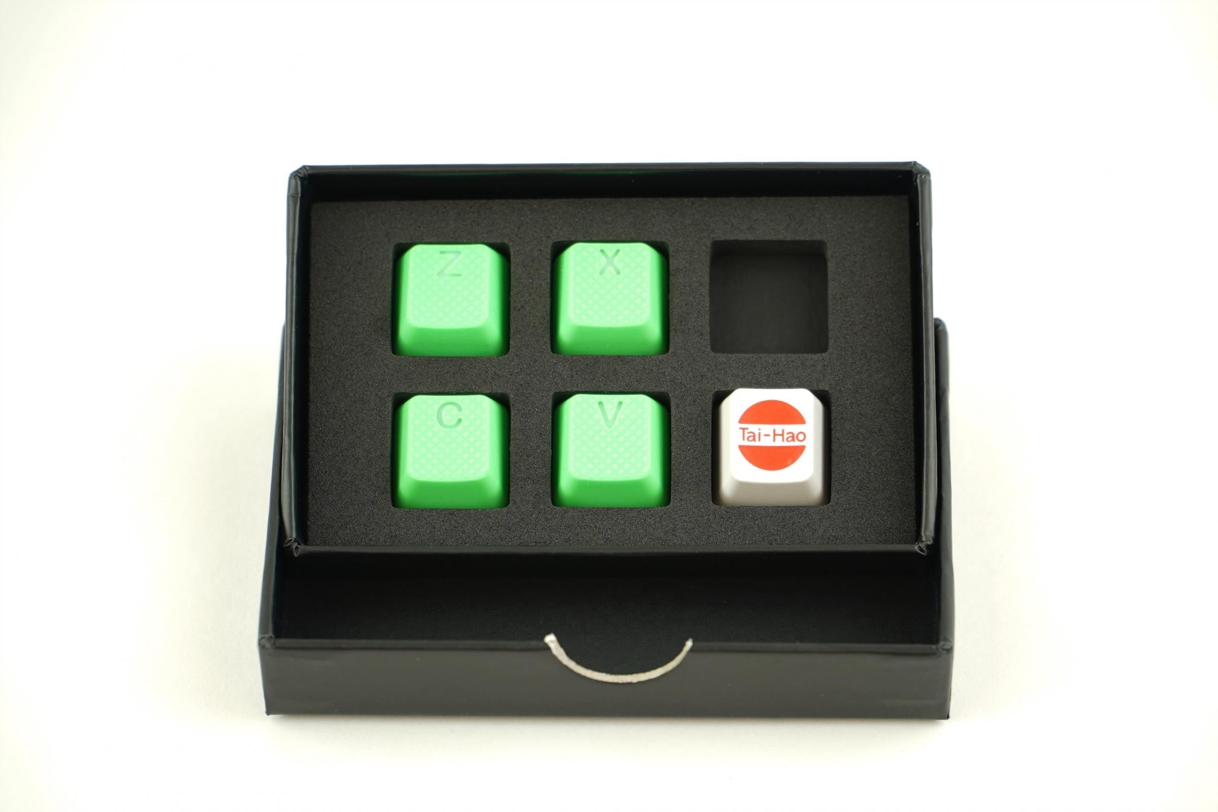 Tai-Hao 4 Key TPR Rubber Backlit Keycap Set Row 1 ZXCV Neon Green MKOOOI0ZSU |39030|