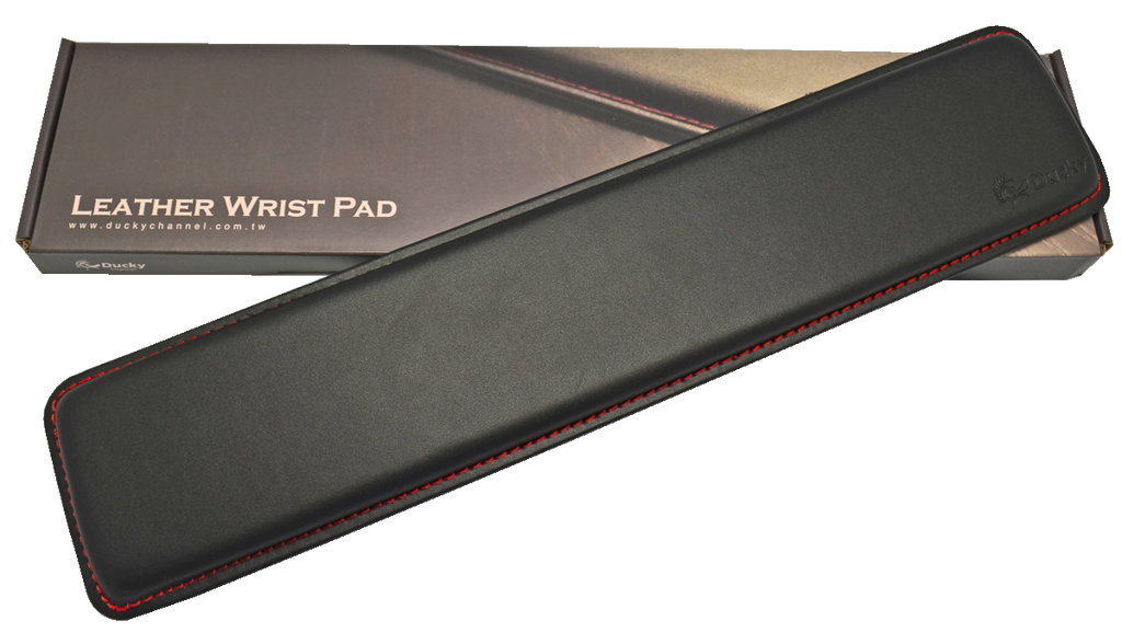 Ducky Fullsize Leather Wrist Rest with Red Stitching
