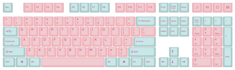 Varmilo 108-Key Dye Sub PBT Keycap Set Pink and Blue MKZESB1IZJ |0|