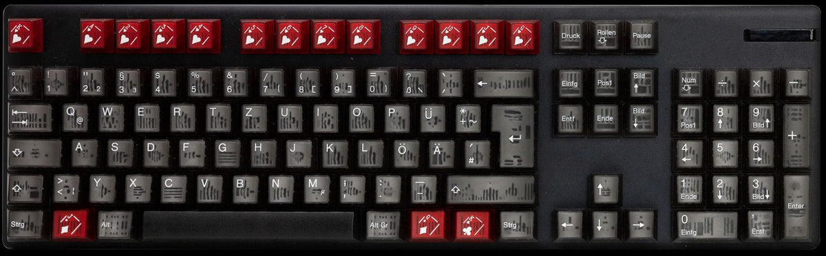 Tai-Hao Red Playing Cards 16-Key Cubic Profile Double Shot ABS Translu
