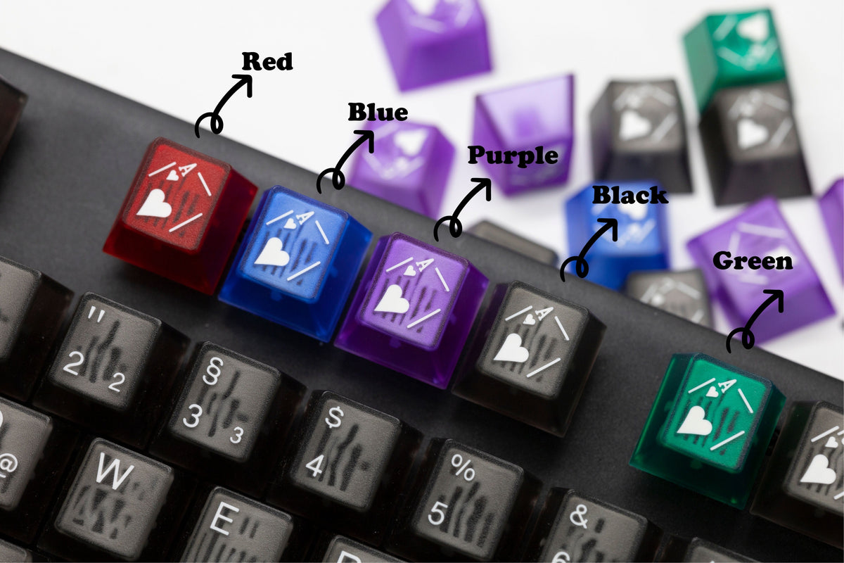 Card Keycaps Tai-Hao Red Playing Cards 16-Key Cubic Profile Double Shot ABS Translu