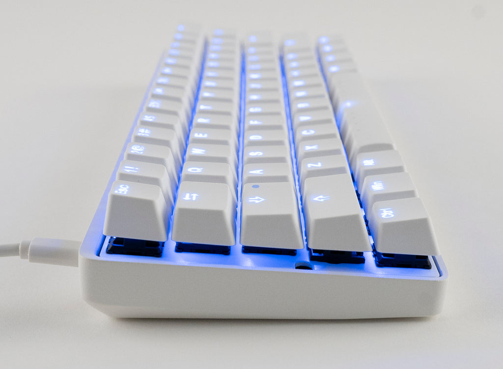 Vortex New POK3R White Aluminum 60% Blue LED Double Shot PBT Mechanica