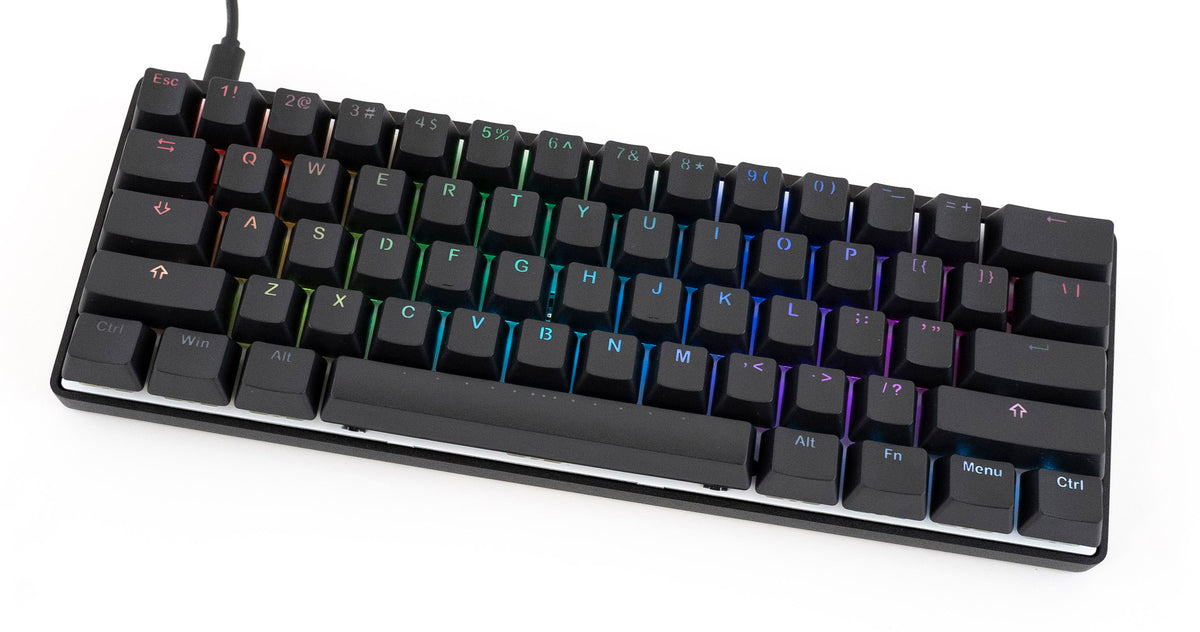 Vortex New POK3R Black Aluminum 60% RGB Double Shot PBT Mechanical Key