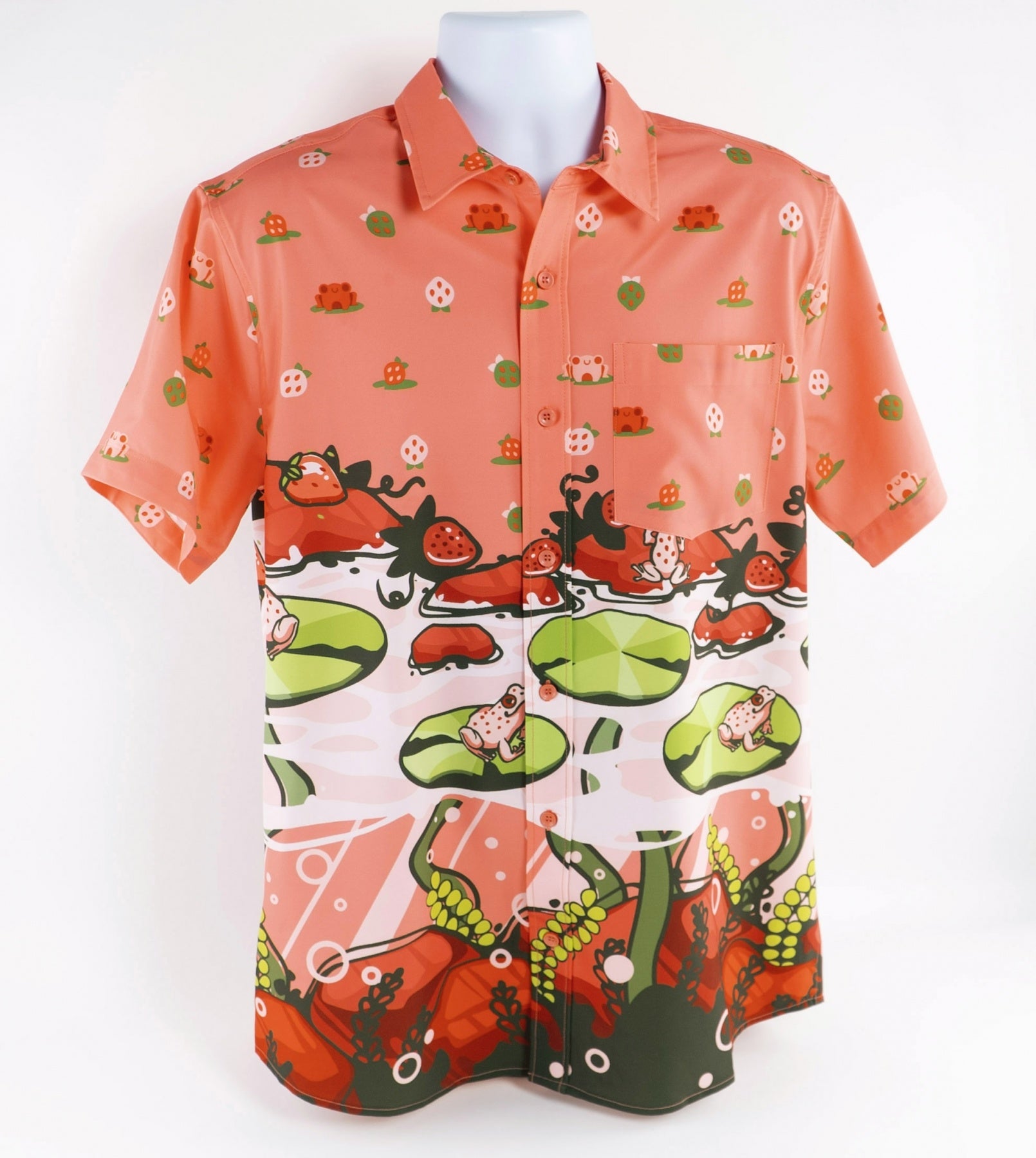 MK Strawberry Frog Hawaiian Button-up Shirt MKOOKZBNJT |0|