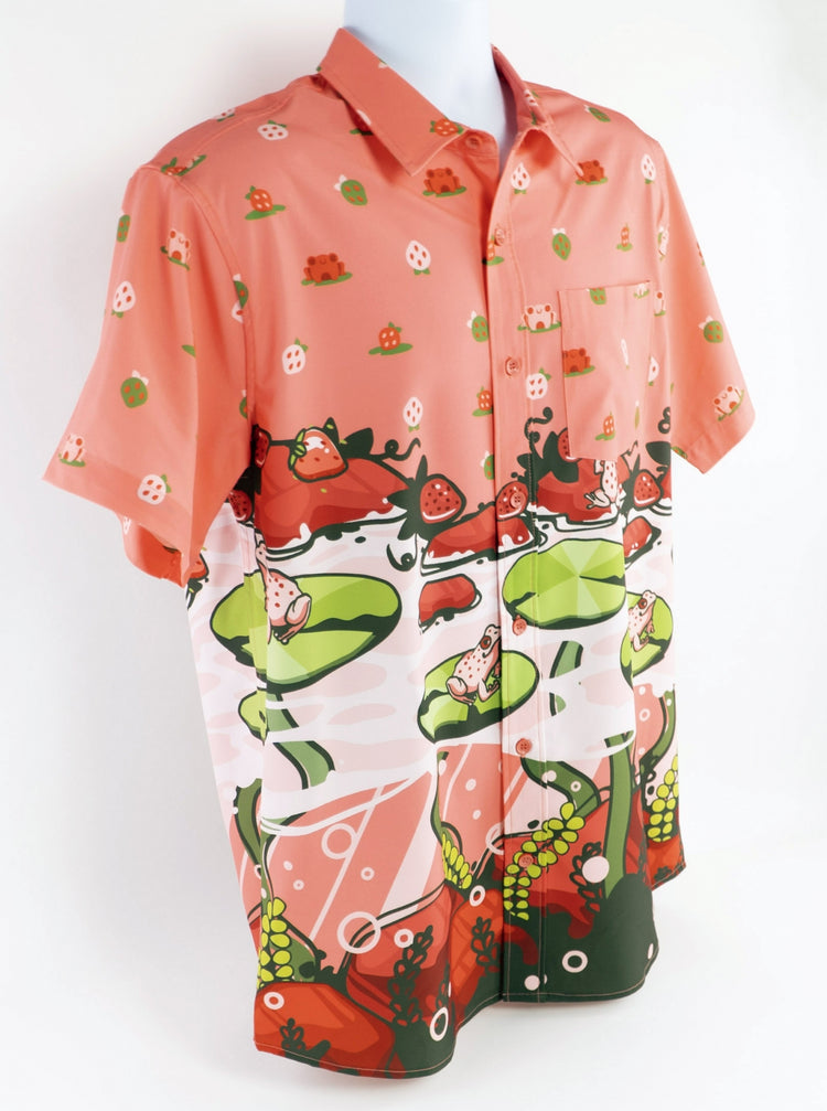 MK Strawberry Frog Hawaiian Button-up Shirt MKOOKZBNJT |29681|