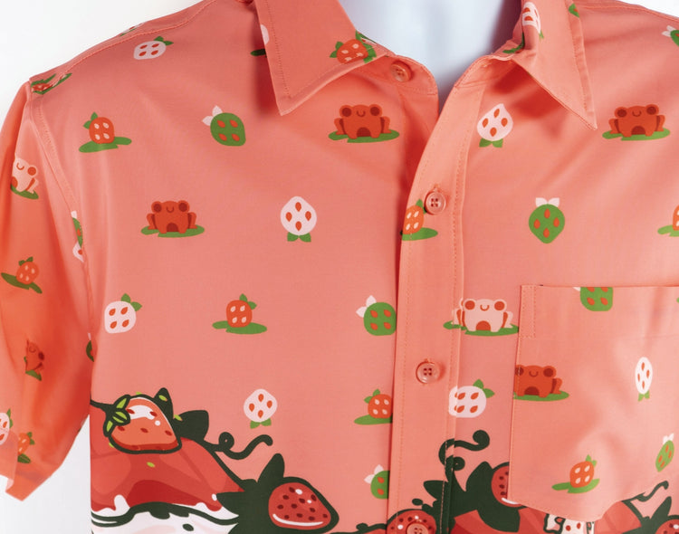 MK Strawberry Frog Hawaiian Button-up Shirt MKOOKZBNJT |29682|