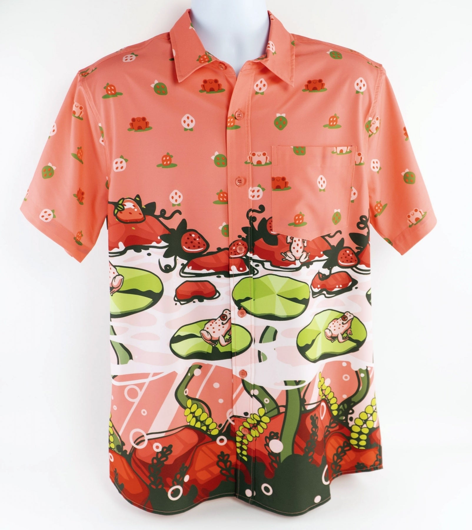 MK Strawberry Frog Hawaiian Button-up Shirt MKOOKZBNJT |29686|