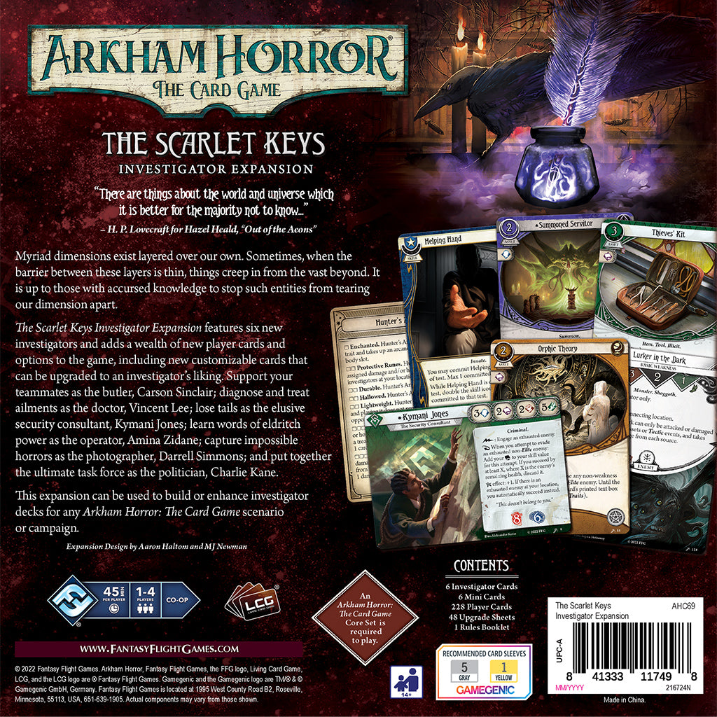 Arkham Horror LCG The Scarlet Keys Investigator Expansion MKZTZ4OAHU |29806|