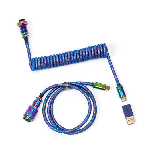 Keychron Premium Coiled Aviator Cable Rainbow Plated Blue MK2HAXTX2Y |0|