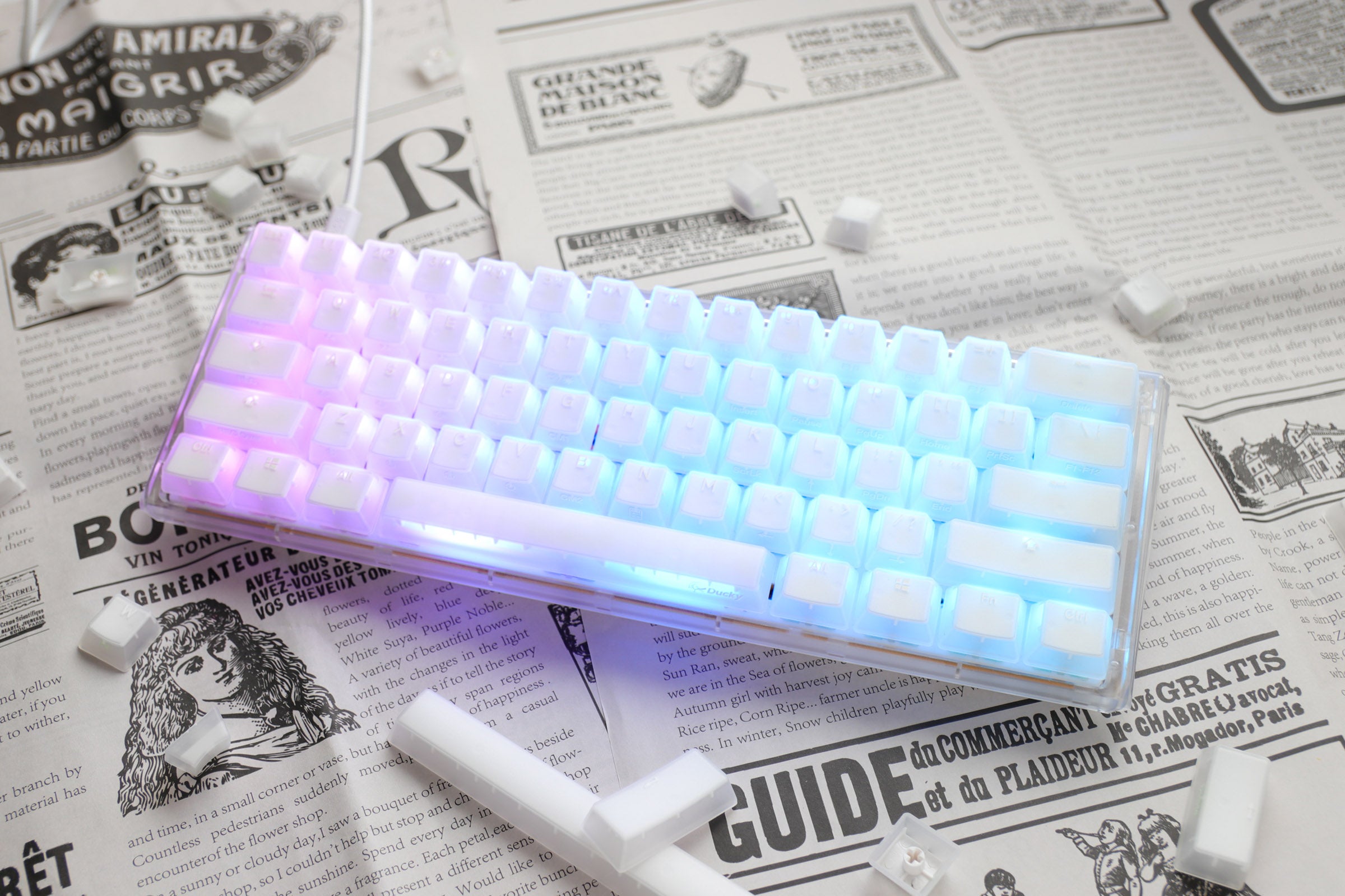 Ducky One 3 Mini Aura Clear White 60% Hotswap RGB LED Double Shot ABS