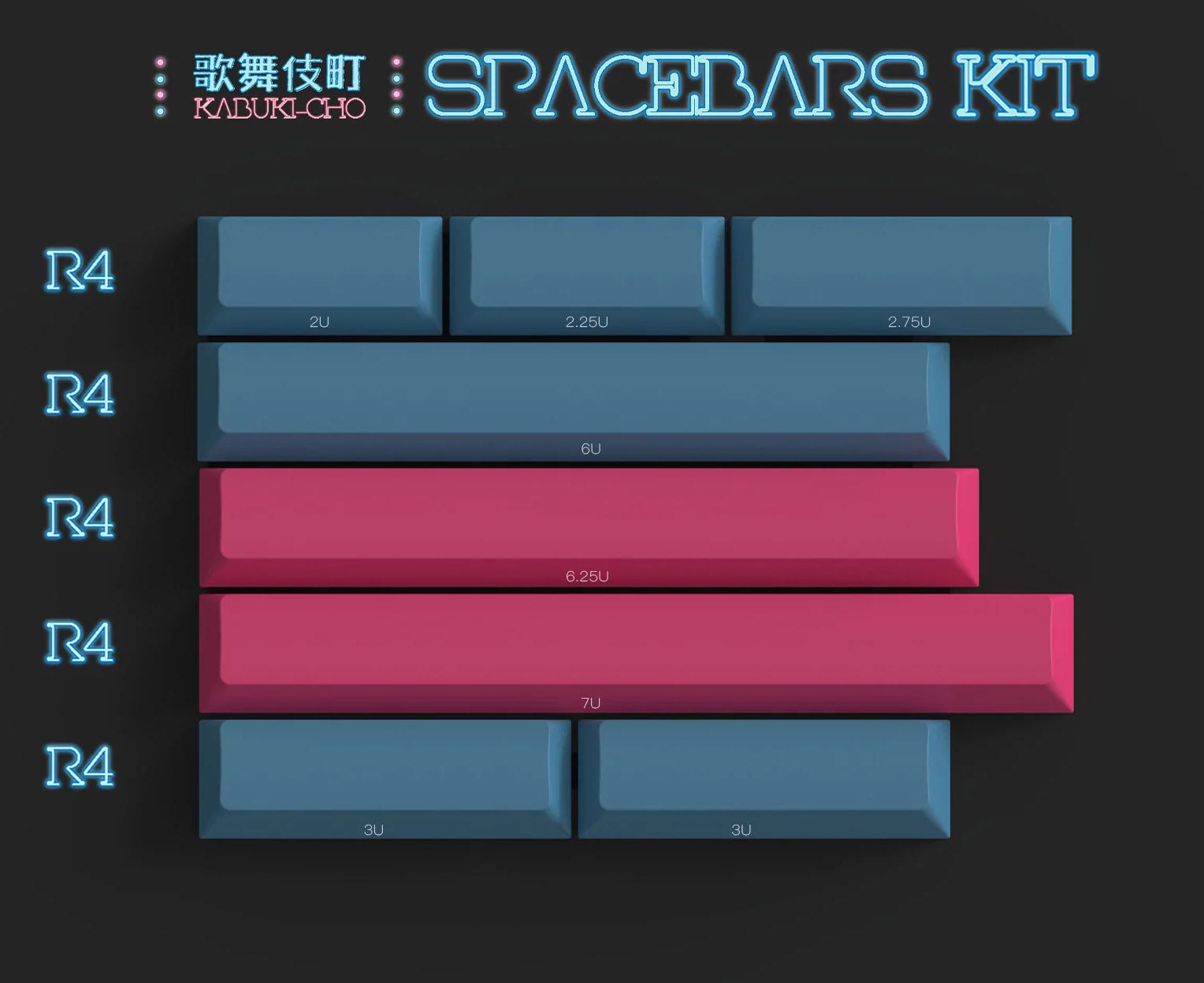 KBDFans PBTfans Kabuki-Cho Spacebar Kit MK5Z488HDW |0|