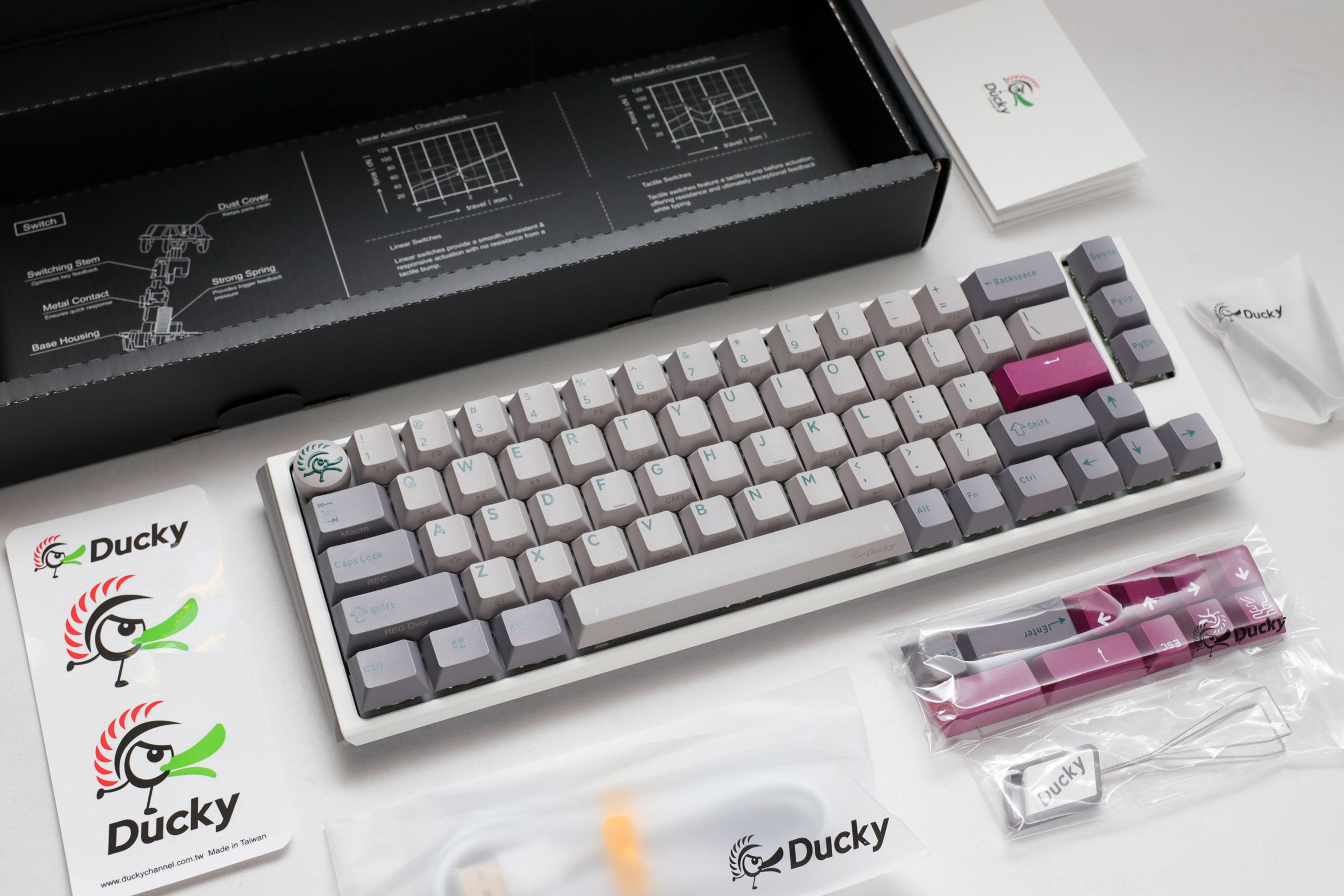 Ducky One 3 SF Mist Grey 65% Hotswap RGB Double Shot PBT QUACK Mechanical  Keyboard