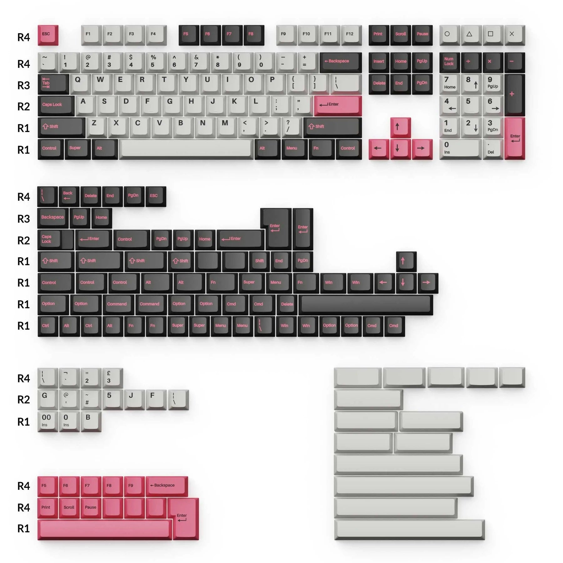 Keycaps Profile Types Keychron Dolch Pink 219 Key Cherry Profile Double Shot PBT Keycap Set