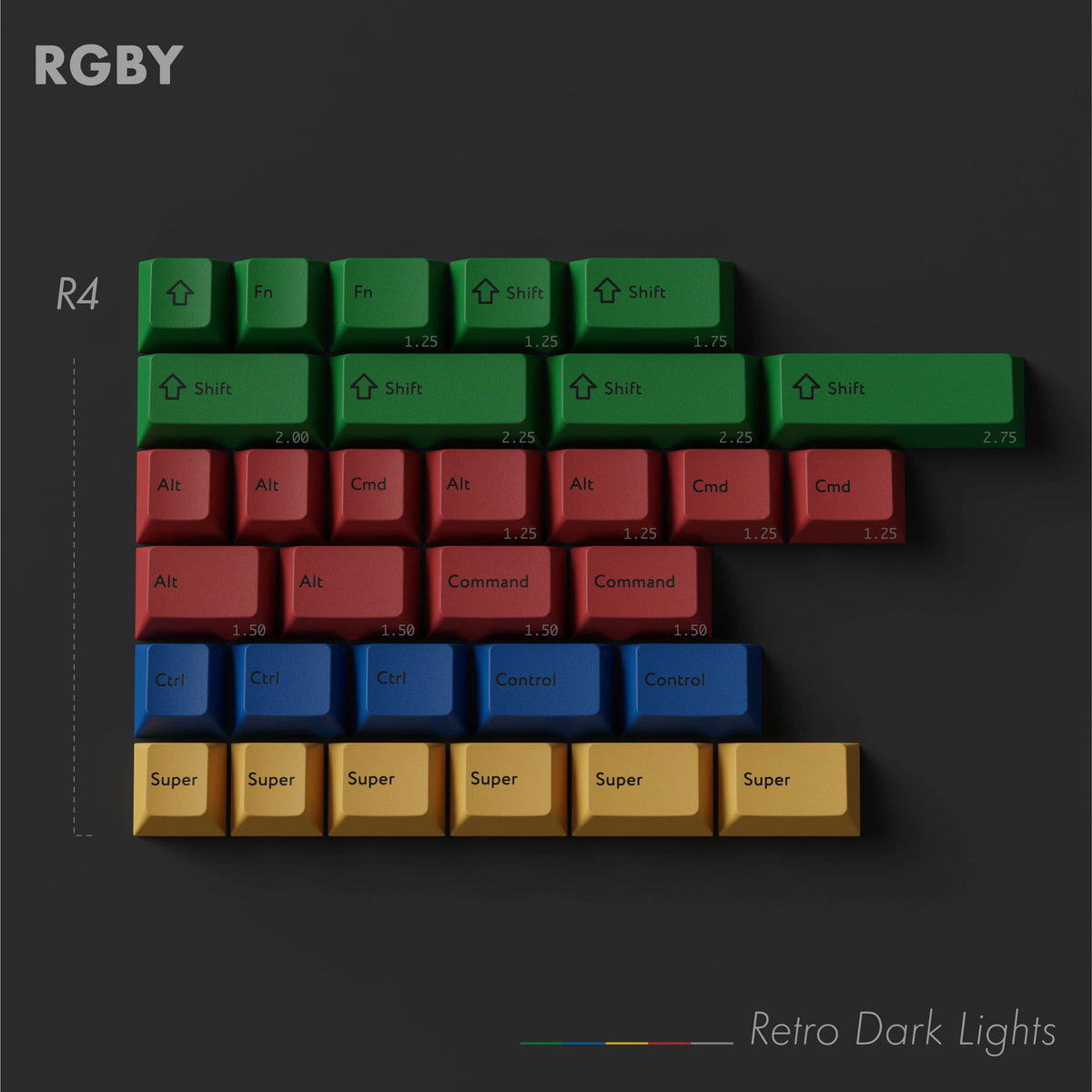 KBDFans PBTFans Retro Dark Lights RGBY Kit 31 Key Cherry Profile Doubl