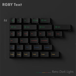 KBDFans PBTFans Retro Dark Lights RGBY Text Kit MKKBR1LKDM |0|