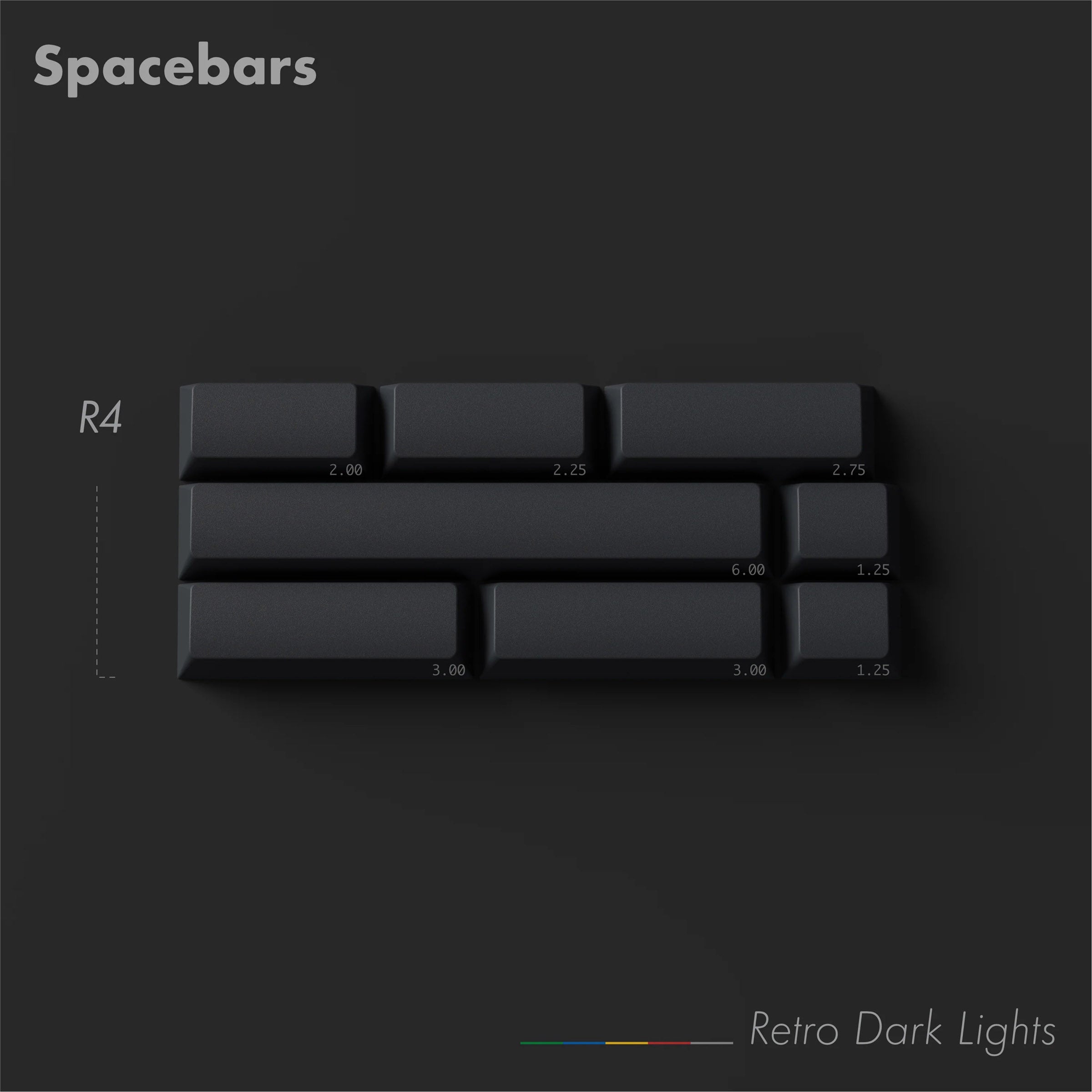 KBDFans PBTFans Retro Dark Lights Spacebar Kit MK49FB17OK |0|