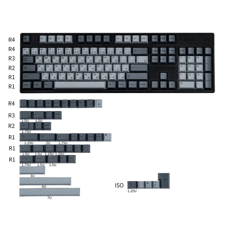 KBDFans Cement Grey Japanese 149 Key Cherry Profile PBT Dye Sub Keycap