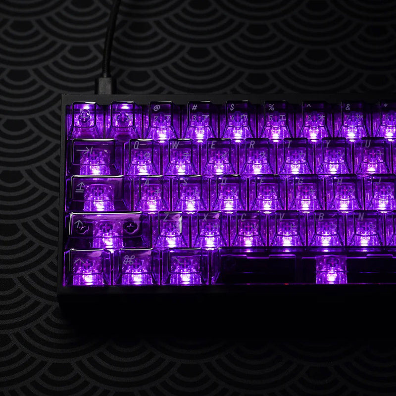 Translucent Purple Keycaps KBDFans Clear 2048 Translucent Purple 162 Key Cherry Profile Polycarbo