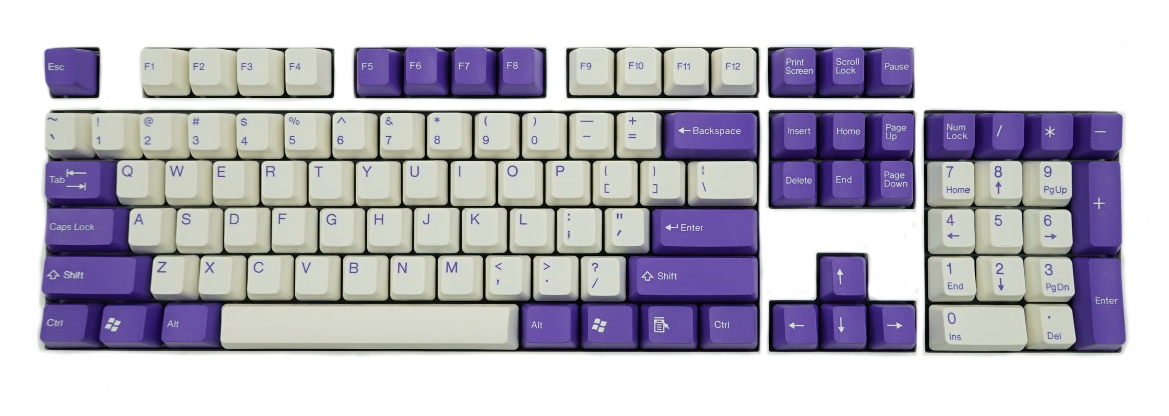 Tai-Hao White / Purple 104 Key OEM Profile Double Shot ABS Keycap Set MK4KU739FO |0|