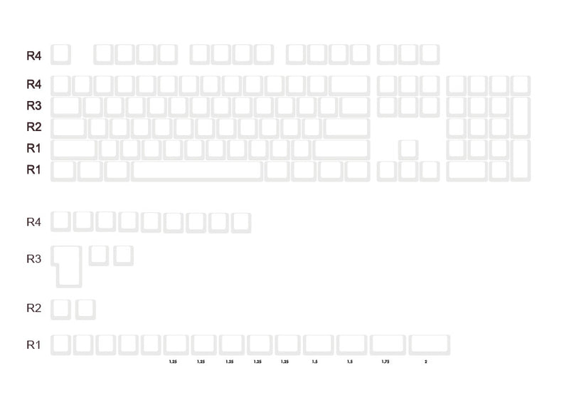 Ducky White Blank 132 Key MDA Profile PBT Keycap Set