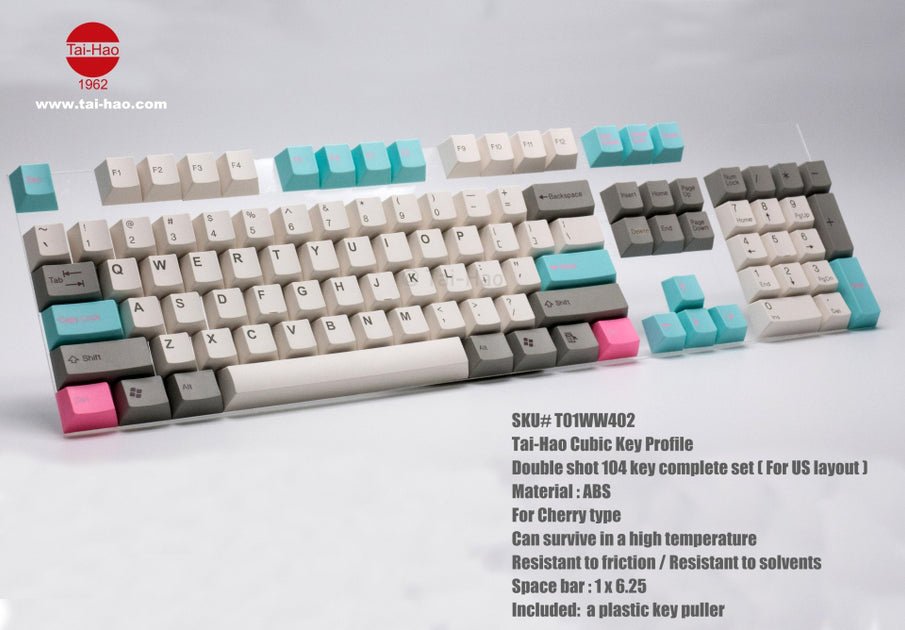 Tai-Hao 104 Key ABS Double Shot Cubic Keycap Set Miami Blue