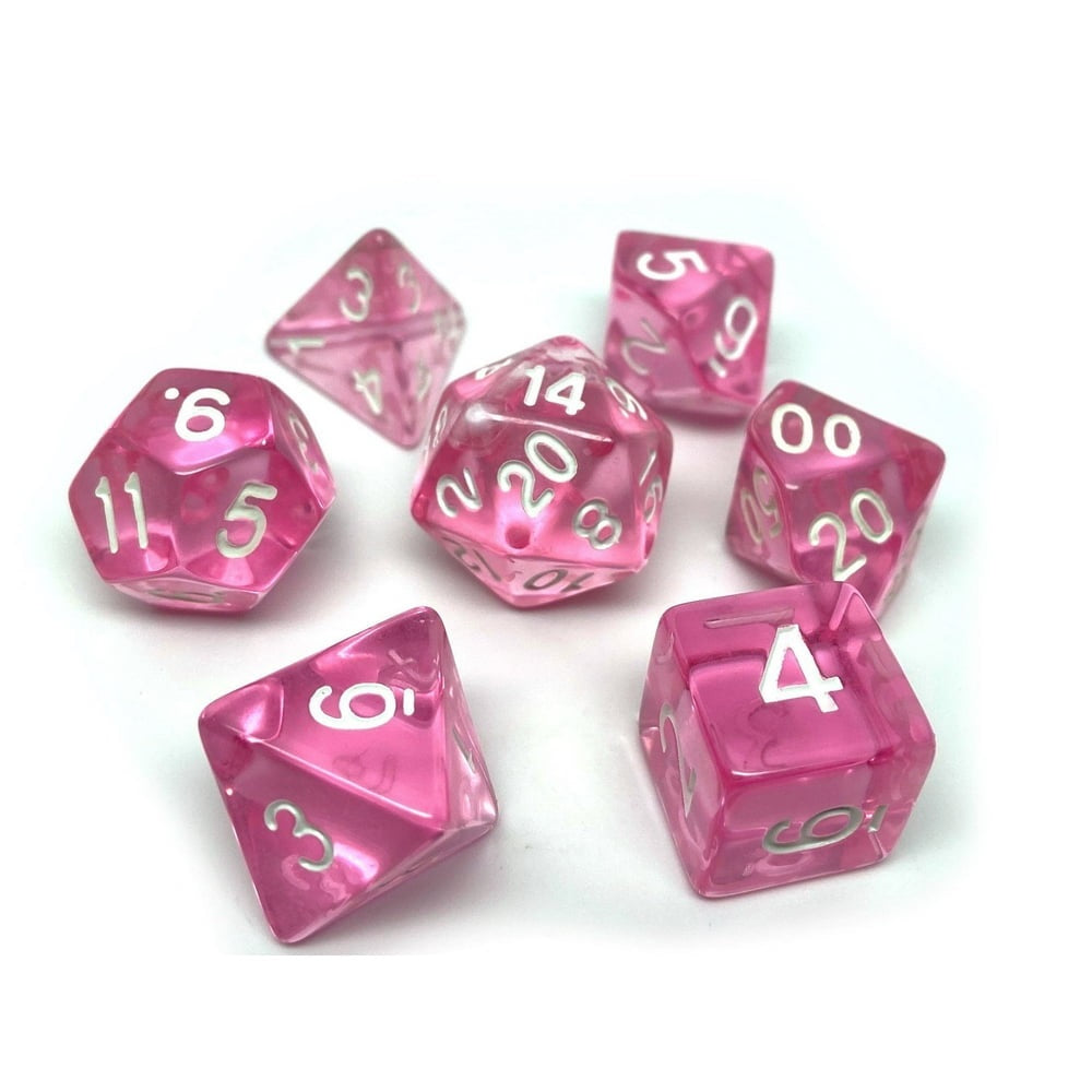 Chessex Translucent Mini 7 Die Set Pink / White MKU1RPY3DF |0|