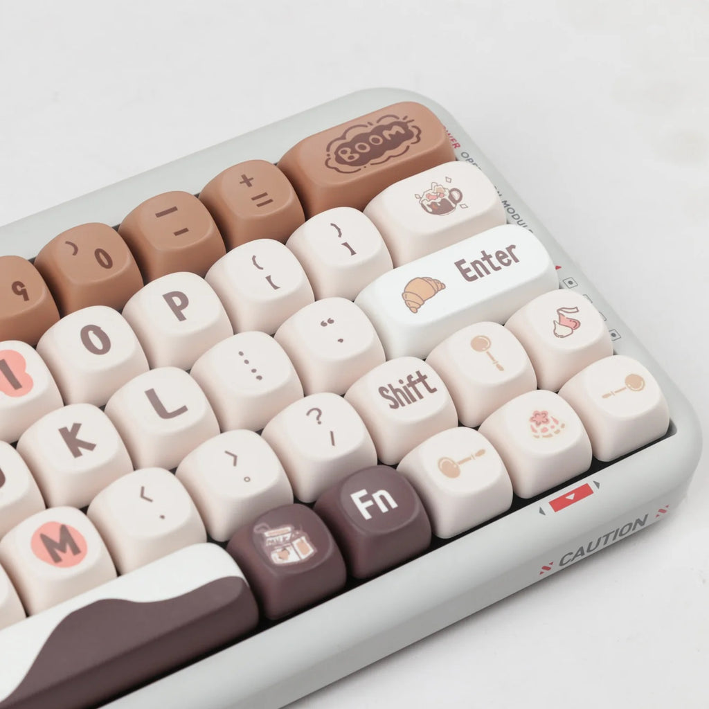 YMDK Set Keycaps In Legno PBT 130 Tasti Profilo MOA - Noce Per Tastiera Meccanica MX, Layout 60/65/75/100%