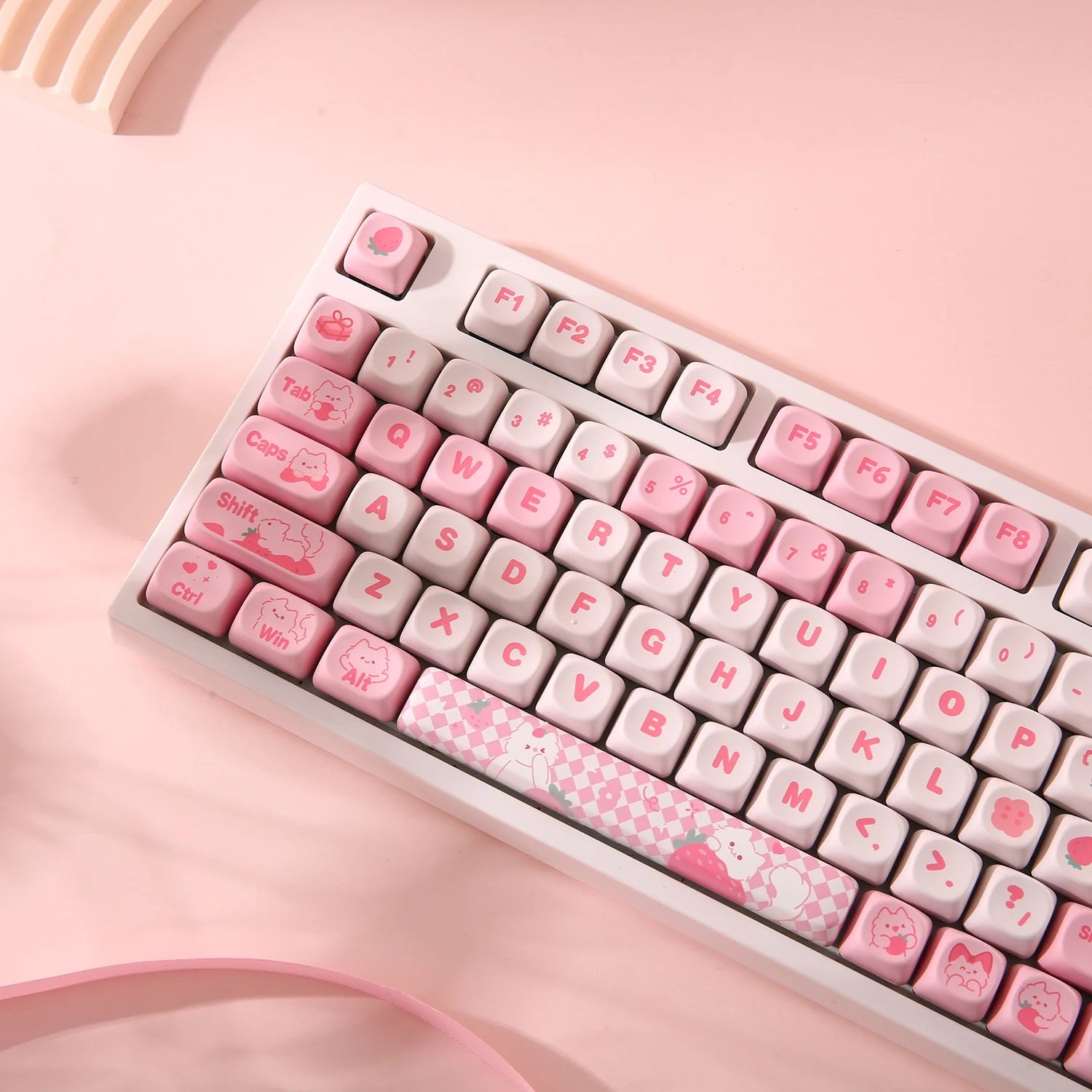 Yunzii Meow Meow Pink 141 Key MOA Profile Dye Sub PBT Keycap Set MK3G2UODYE |62107|