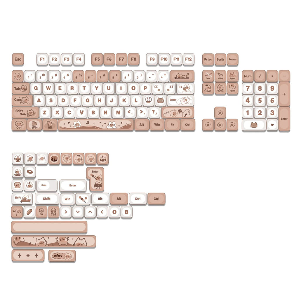 Yunzii Meow Meow Coffee 141 Key MOA Profile Dye Sub PBT Keycap Set